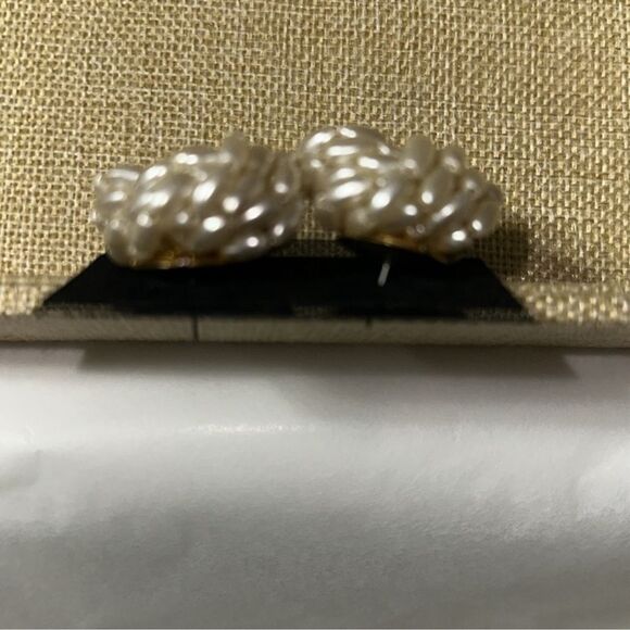 Vintage Beaded Faux Pearl Cluster Earrings - Picture 4 of 5